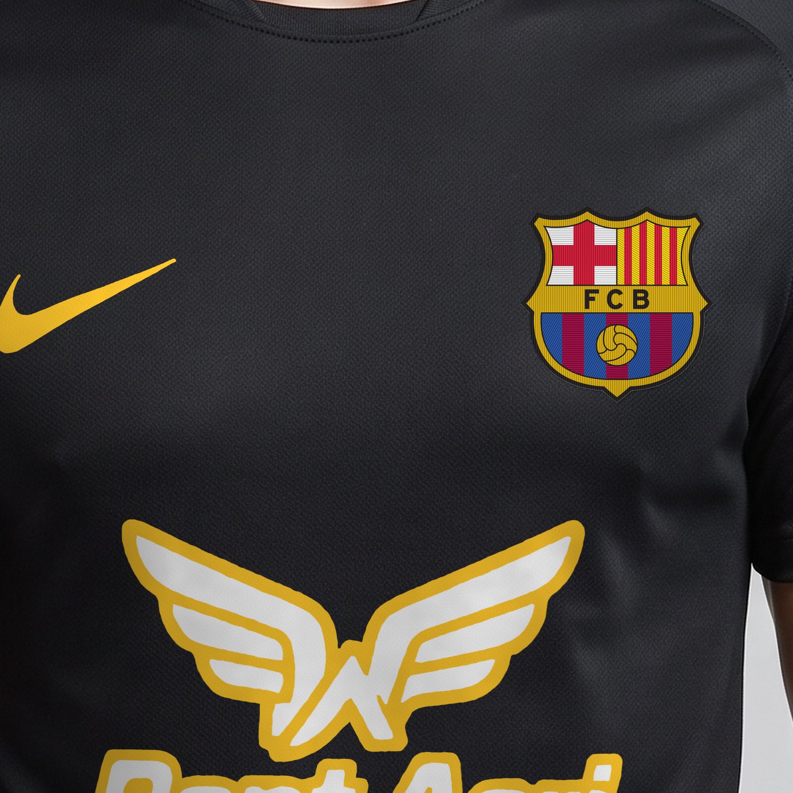 Front detail of the Flying Free 00 shirt: embroidered crest, maker mark and Pont Aeri sponsor