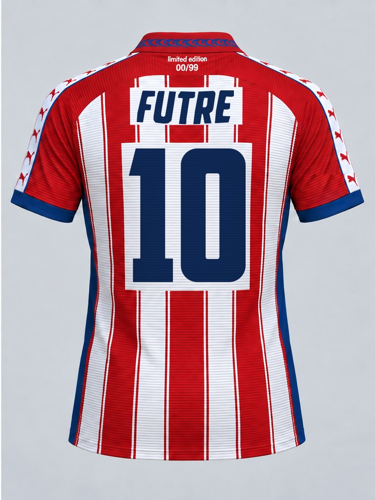 Vista trasera de la camiseta Futre con nombre y dorsal