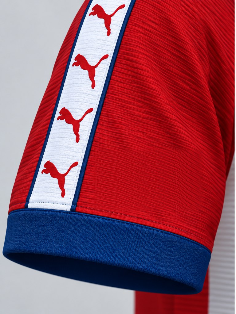 Detalle de la manga derecha de la camiseta Futre