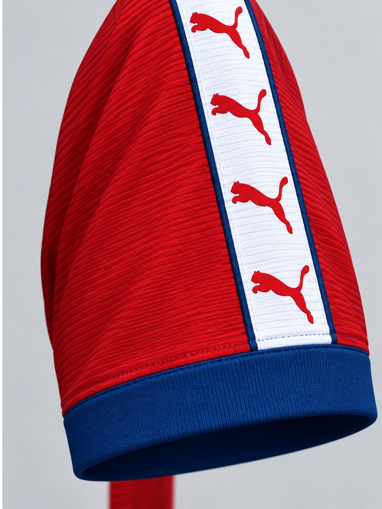 Detalle de la manga izquierda de la camiseta Futre