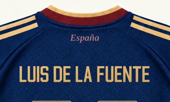Luis de la Fuente name detail on the back of the Spain Champions 2026 shirt