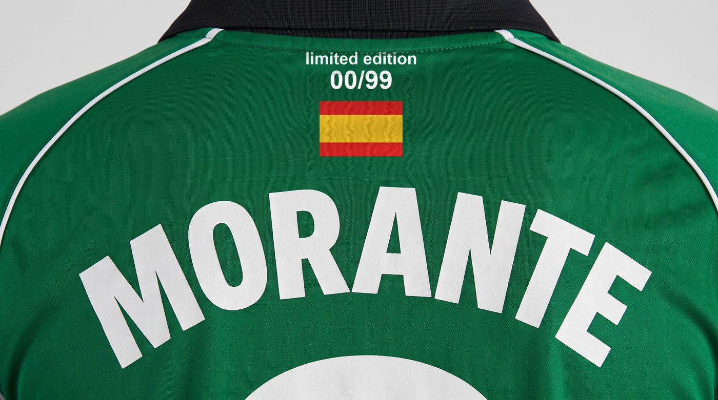 Detalle del nombre Morante en la espalda de la camiseta verdiblanca del Betis
